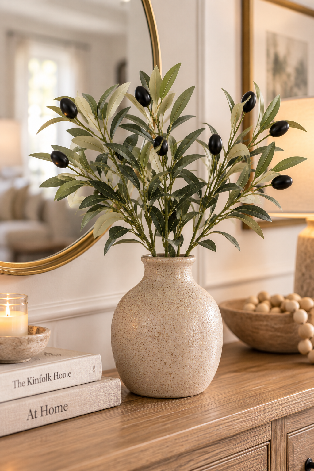 Faux Olive Branch Stems – Set of 3