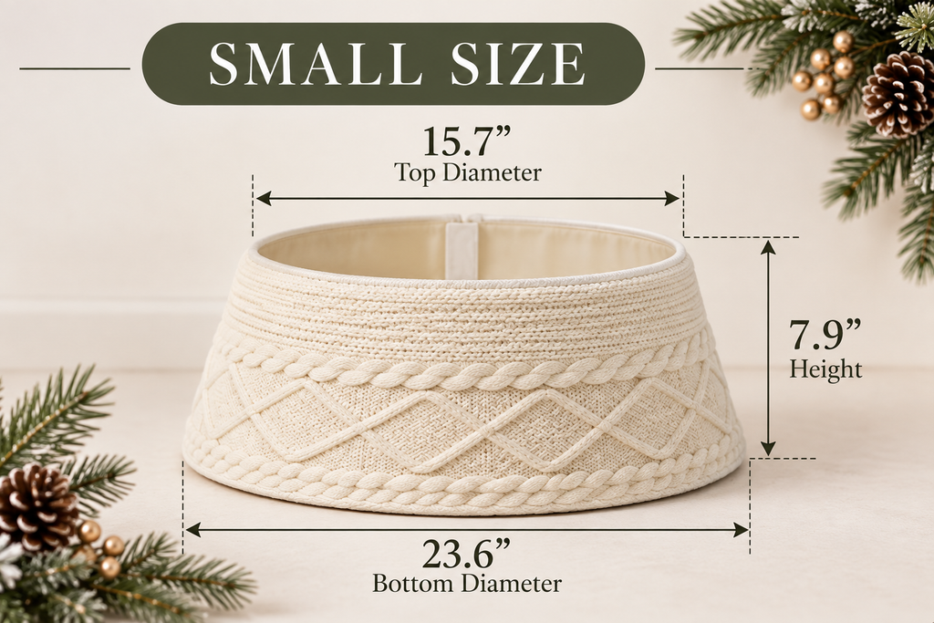 Cozy Knitted Christmas Tree Collar shown in the small size