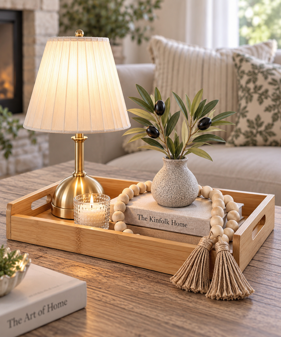 Bamboo Serving Tray with Rounded Handles