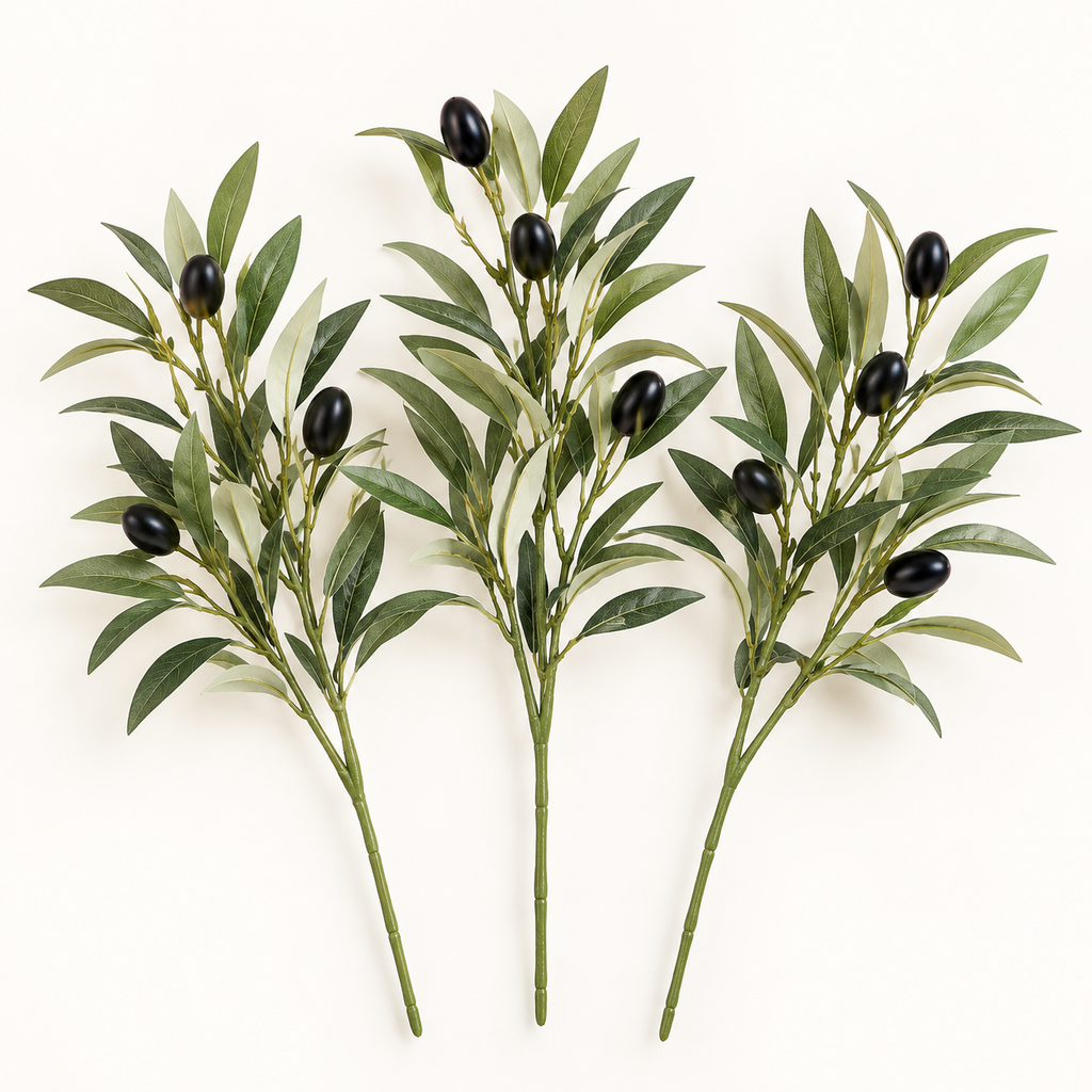Faux Olive Branch Stems – Set of 3