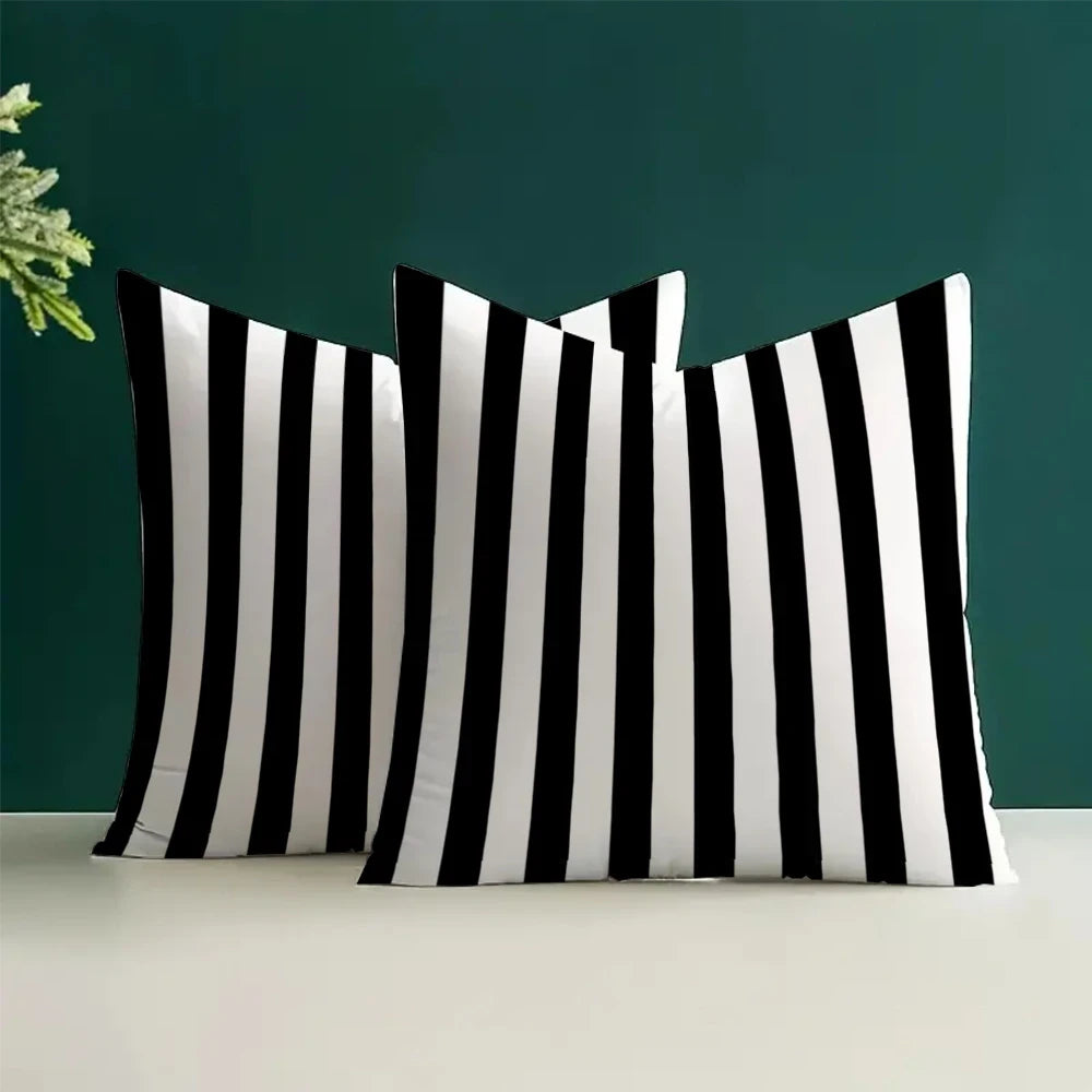 Black & White Striped Decorative Pillow Cover Set