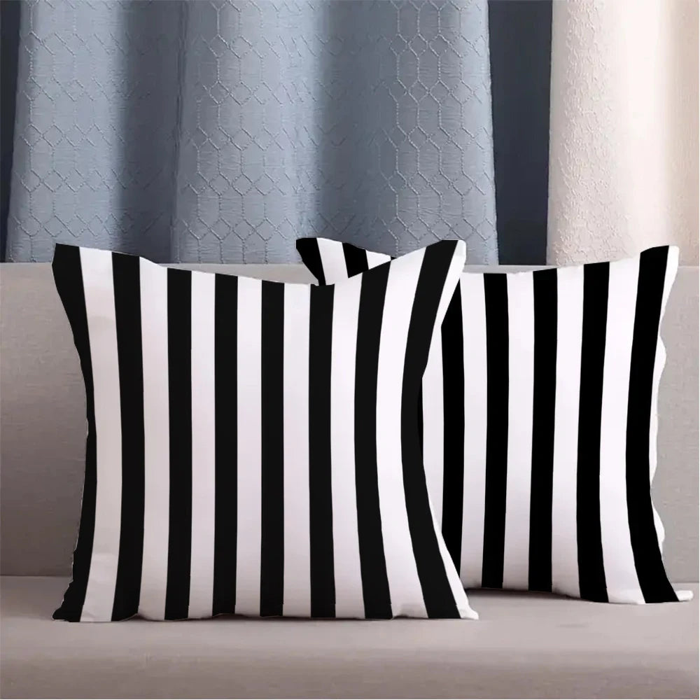 Black & White Striped Decorative Pillow Cover Set