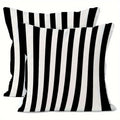 Black & White Striped Decorative Pillow Cover Set