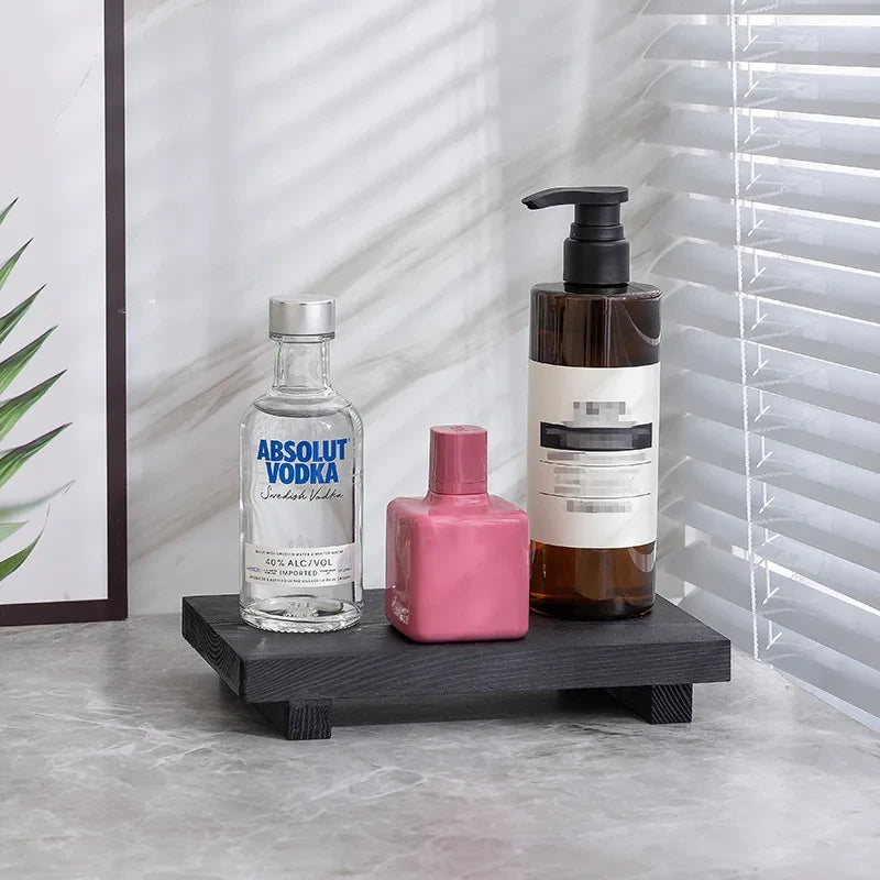 Wooden Footed Tray — Rustic Vanity & Bathroom Décor Stand