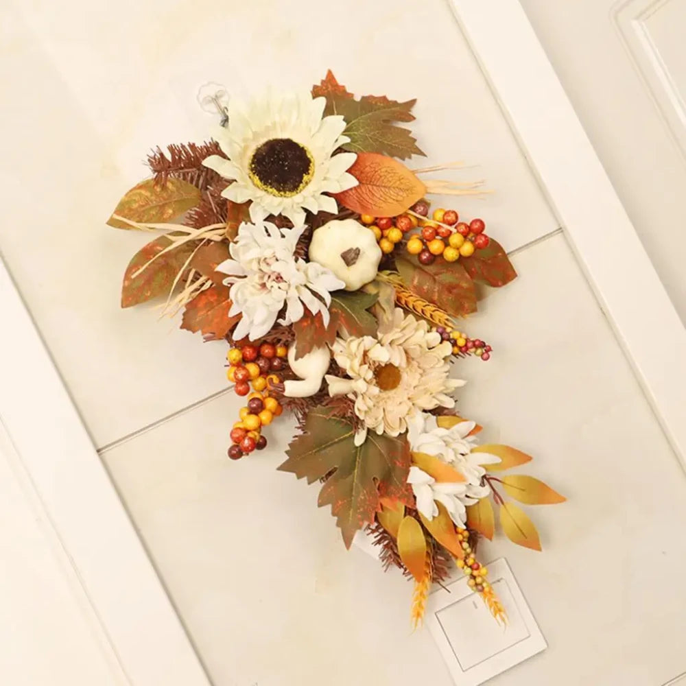 Fall Harvest Swag Wreath for Front Door & Porch