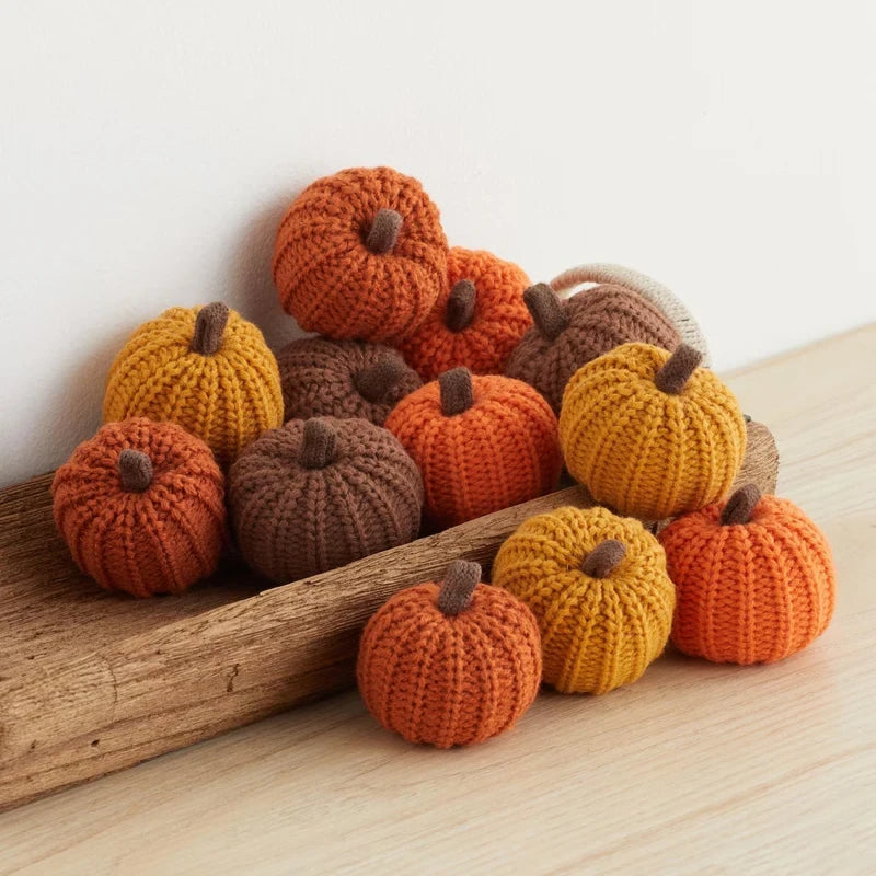 Cozy Knit Pumpkin Garland for Fall Mantel Decor