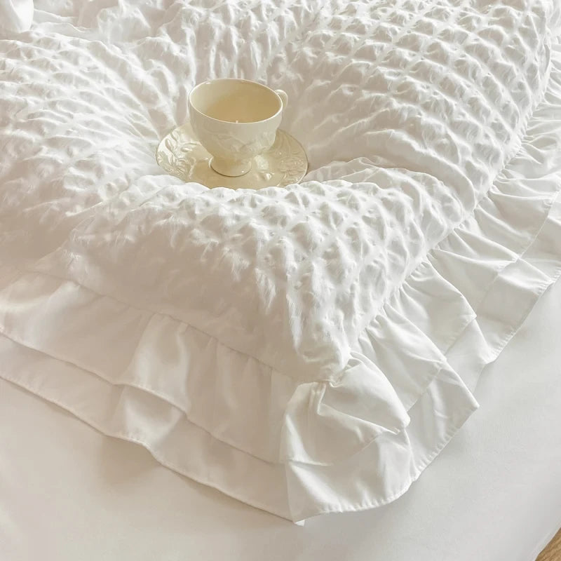 Solid Color Duvet Cover & Pillowcase Set — Violet, White & Yellow