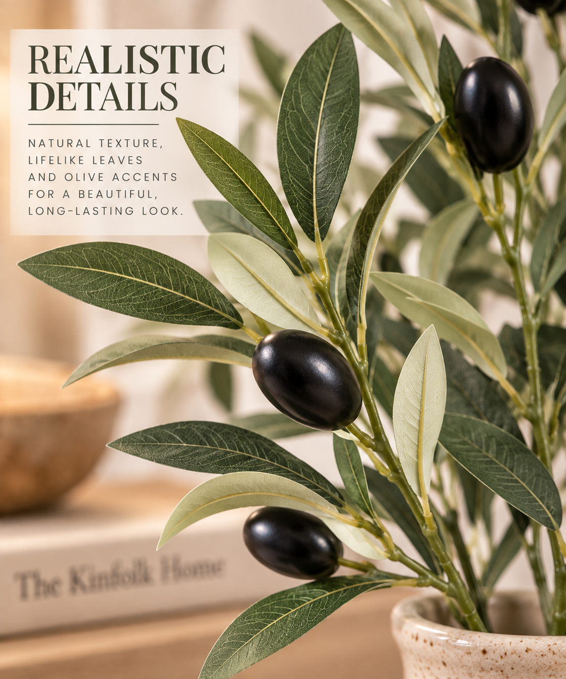 Faux Olive Branch Stems – Set of 3