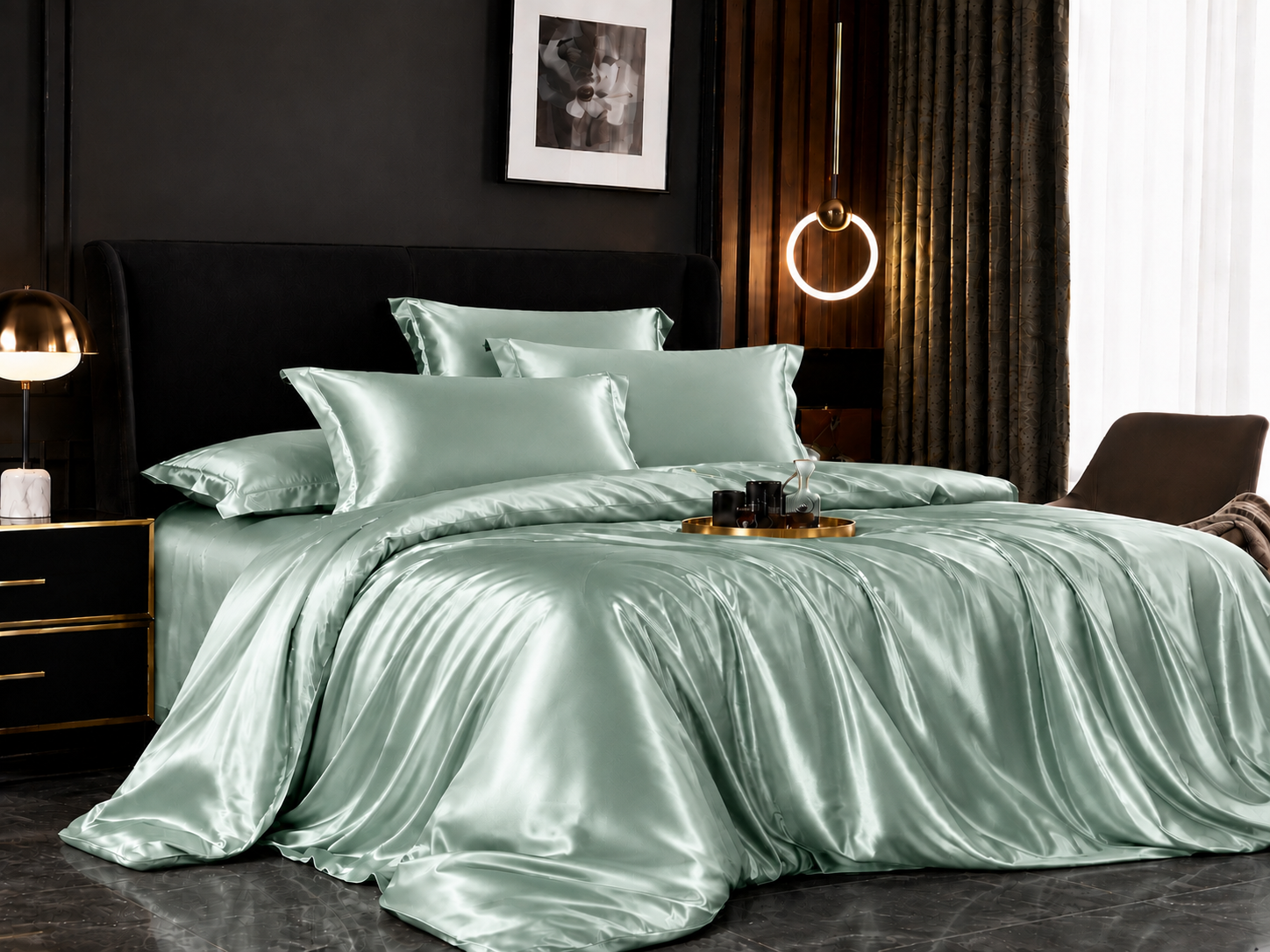 Solid Satin Bedding Set — Duvet Cover & Pillowcases