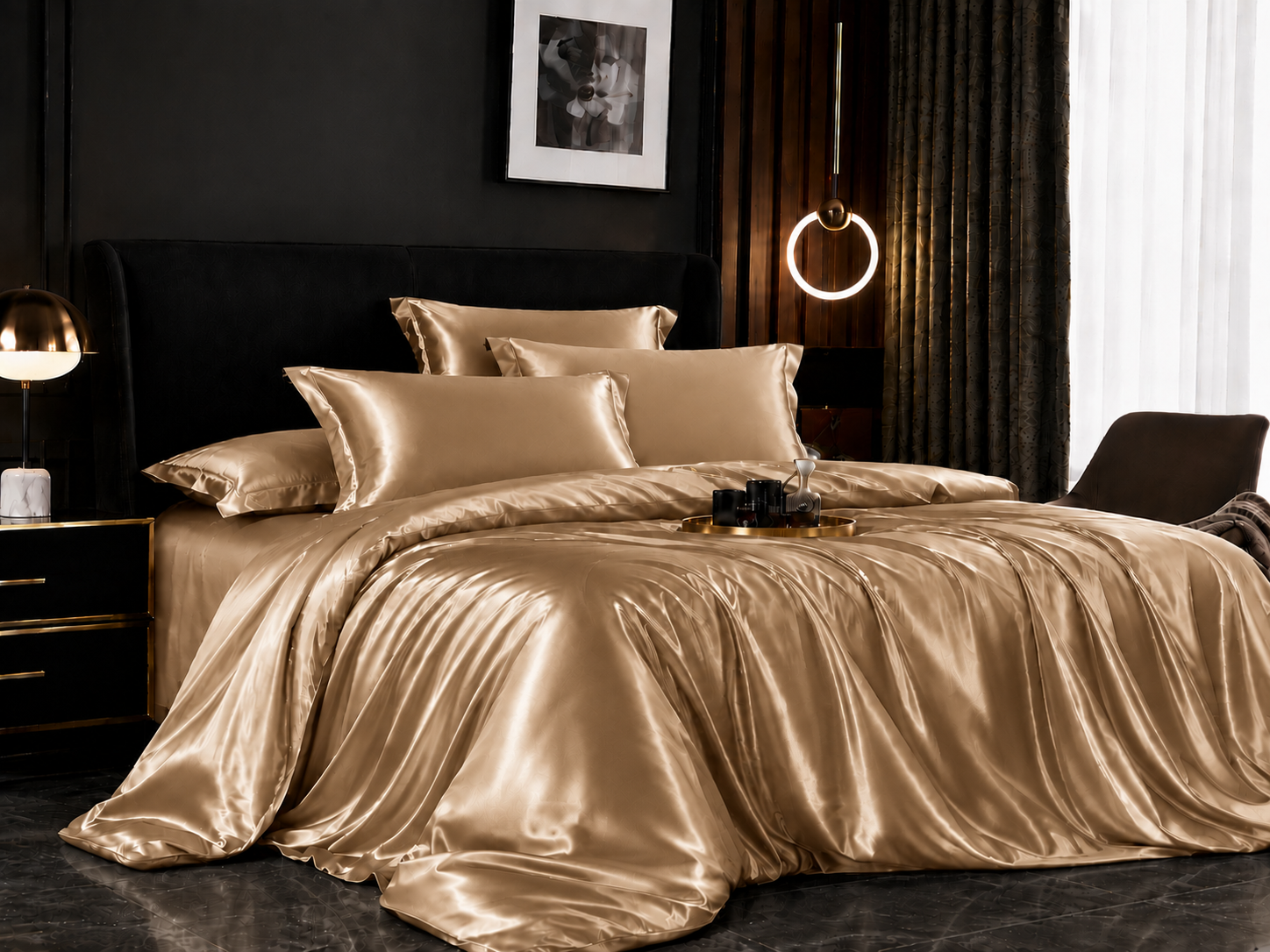 Solid Satin Bedding Set — Duvet Cover & Pillowcases