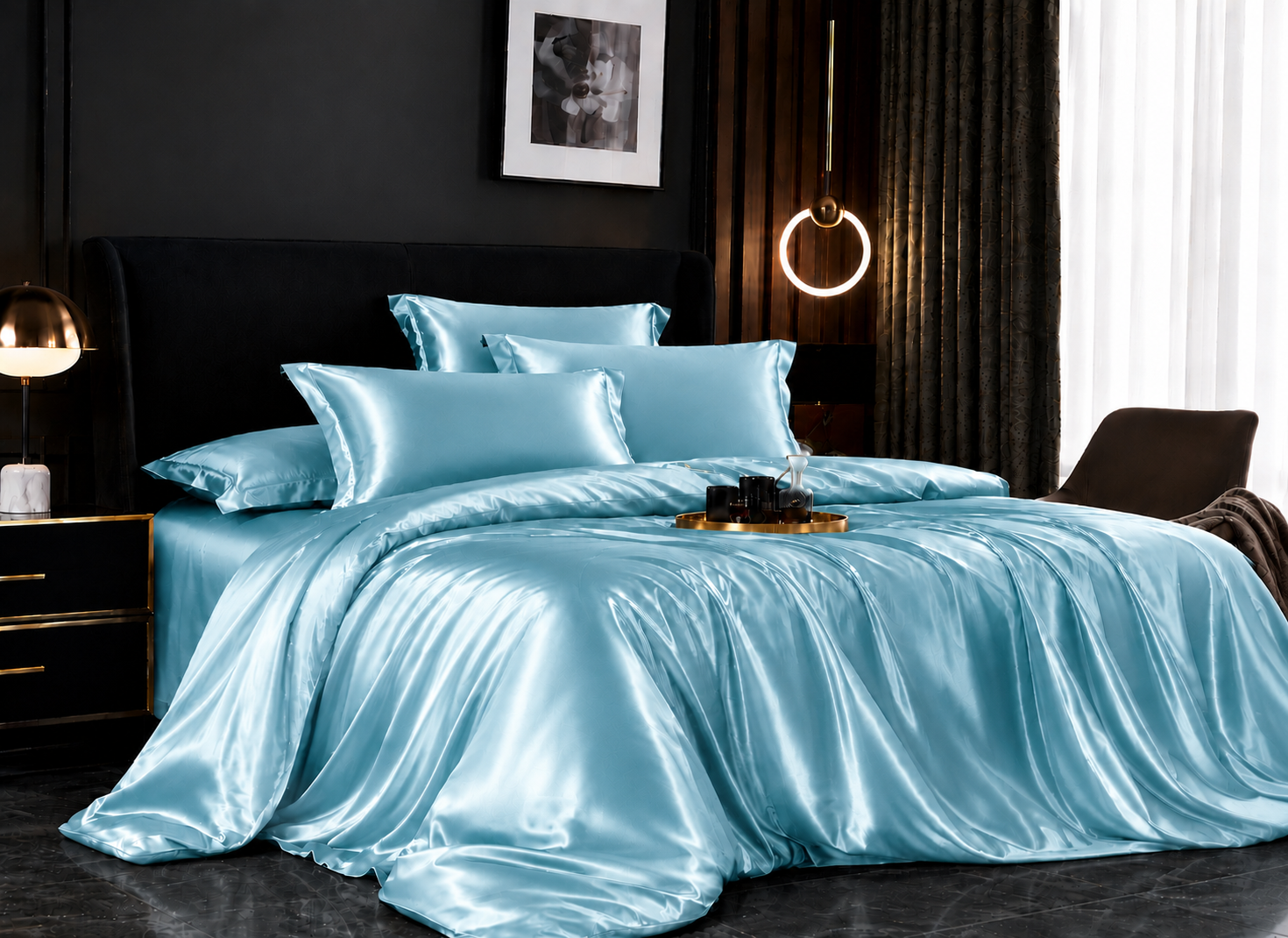 Solid Satin Bedding Set — Duvet Cover & Pillowcases