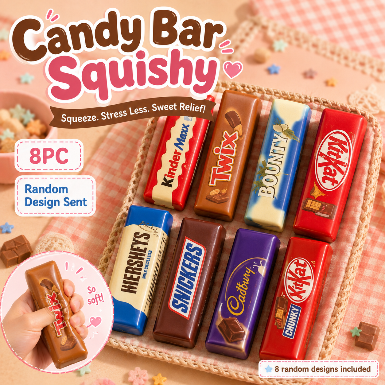 Realistic Candy Bar Squishies – Squeeze & Stress Relief Set