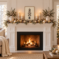 Vintage Neutral nutcracker framed print on a gold and white Christmas mantel