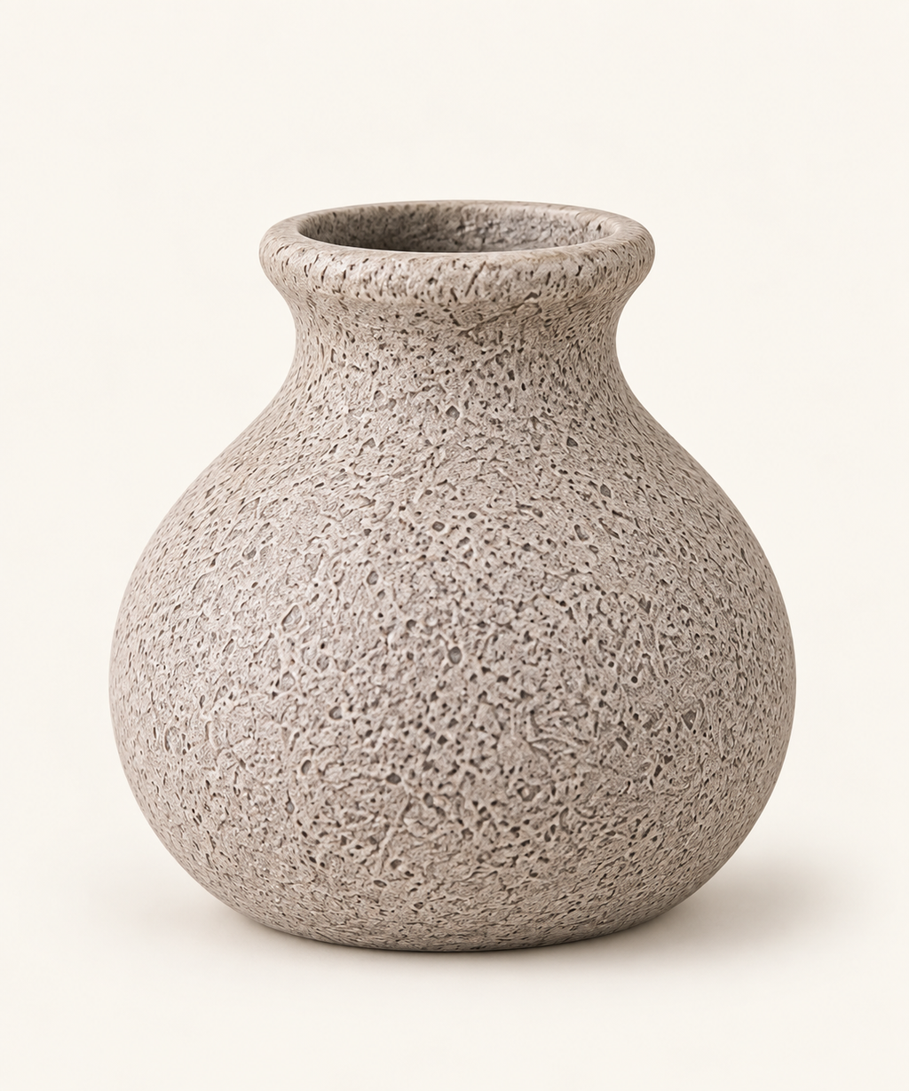 Small Textured Ceramic Bud Vase – Grey Minimalist Vase for Shelves & Coffee Tables