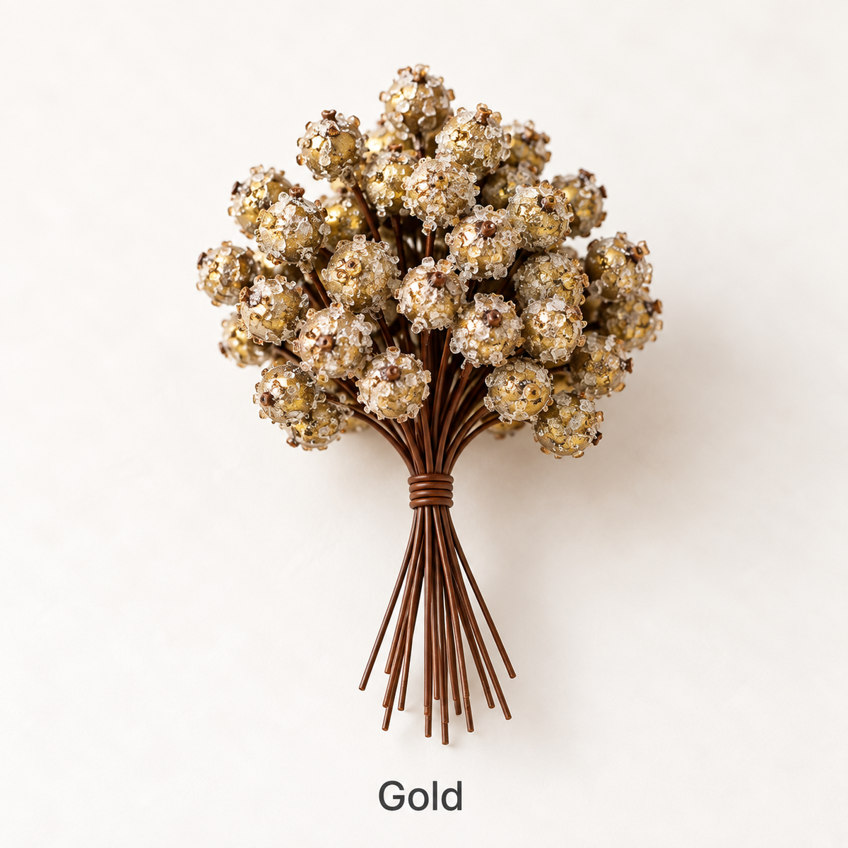 Gold frosted Christmas berry picks bundle