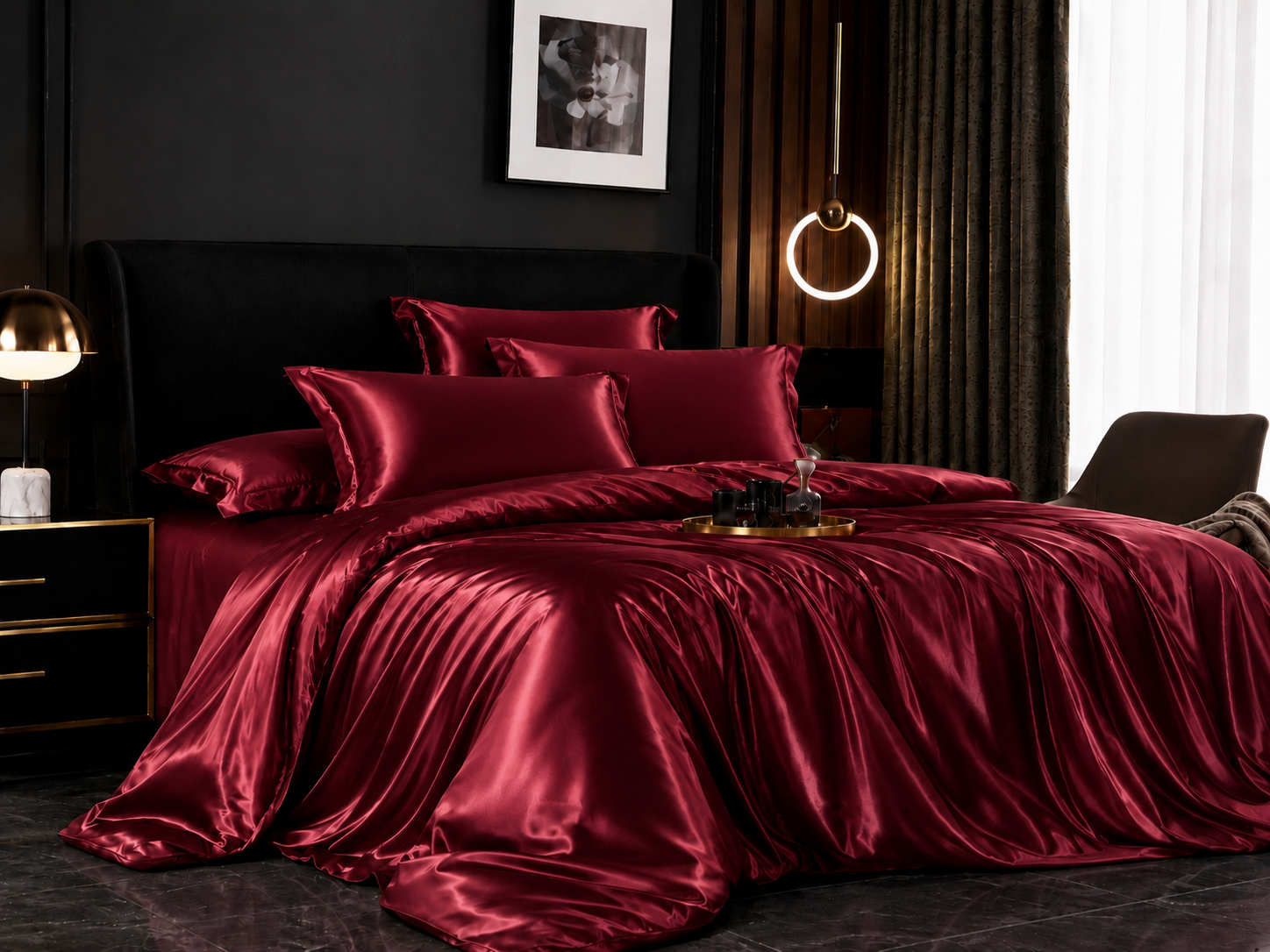 Solid Satin Bedding Set — Duvet Cover & Pillowcases
