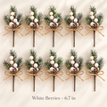 Frosted pine picks with white berries, 6.7 inches
