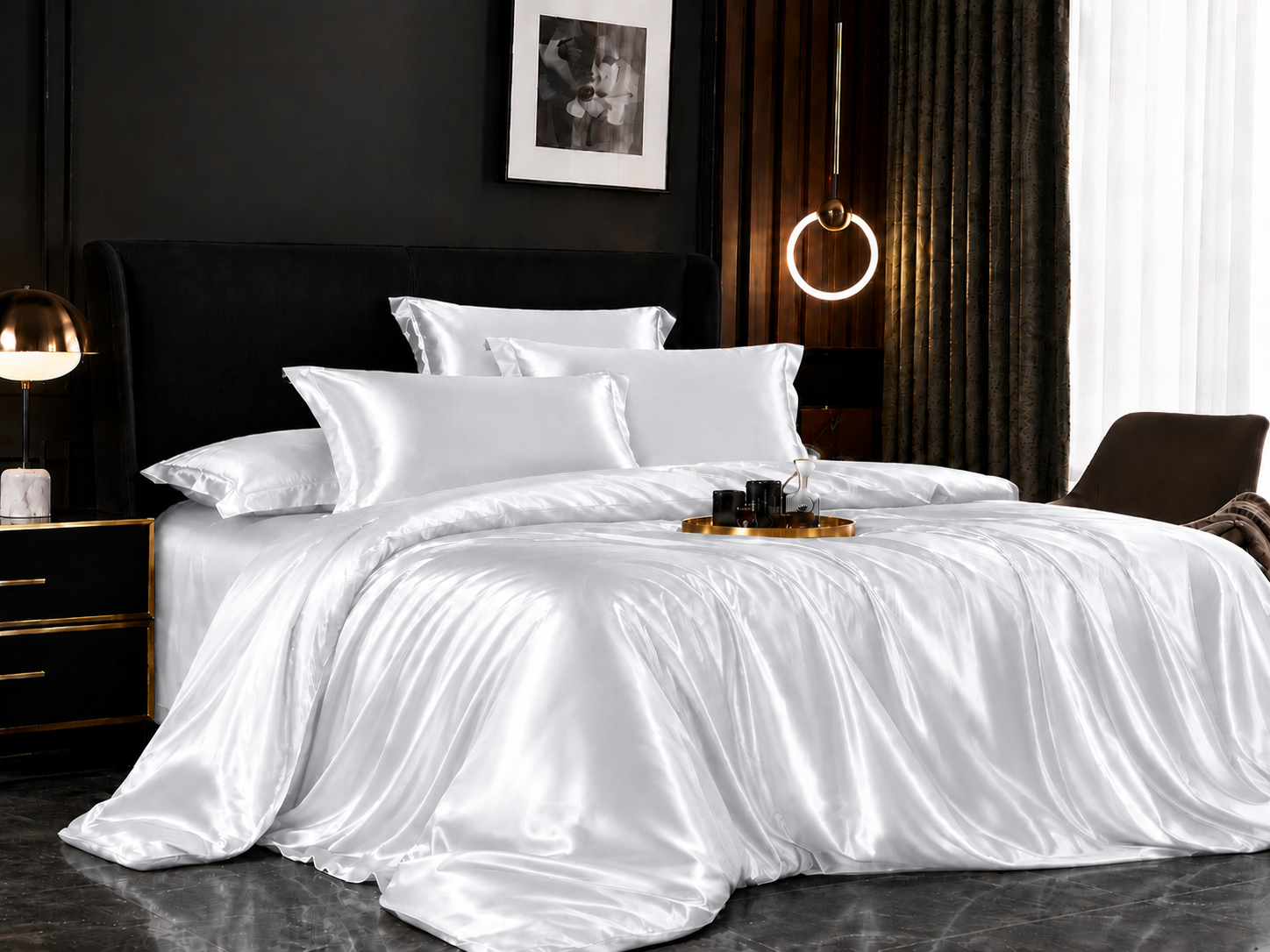 Solid Satin Bedding Set — Duvet Cover & Pillowcases