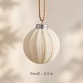 Small 2.4 inch cream knit Christmas ball ornament
