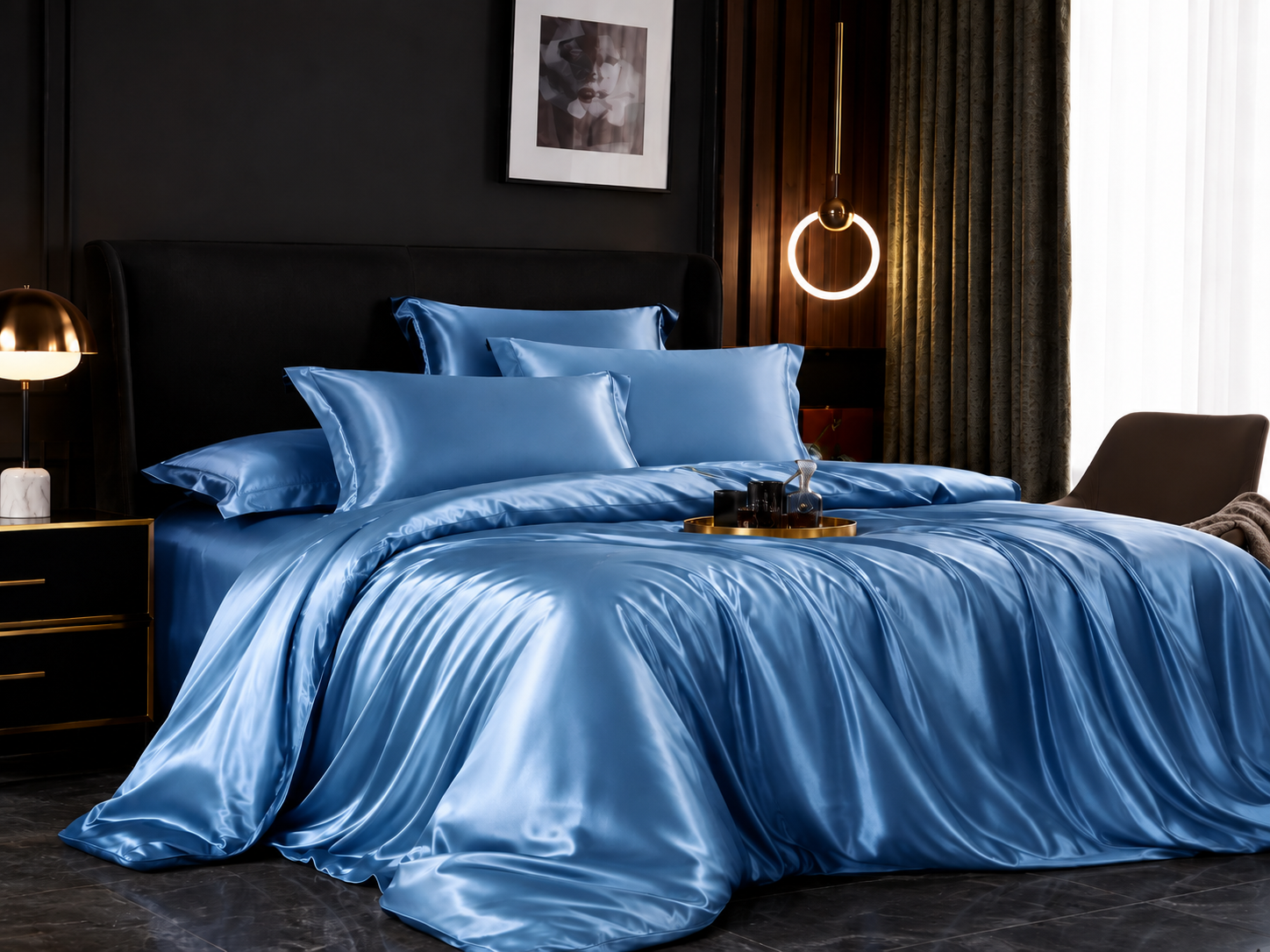 Solid Satin Bedding Set — Duvet Cover & Pillowcases
