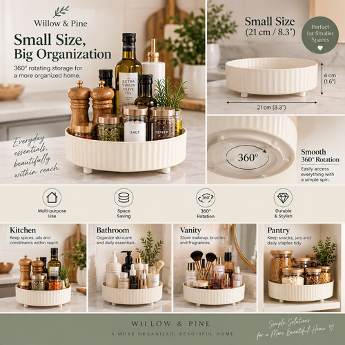 360° Rotating Countertop Organizer | Kitchen, Pantry & Vanity Storage
