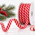 Roll of 3/8 inch (10mm) red and white candy stripe Christmas ribbon, 10 yards