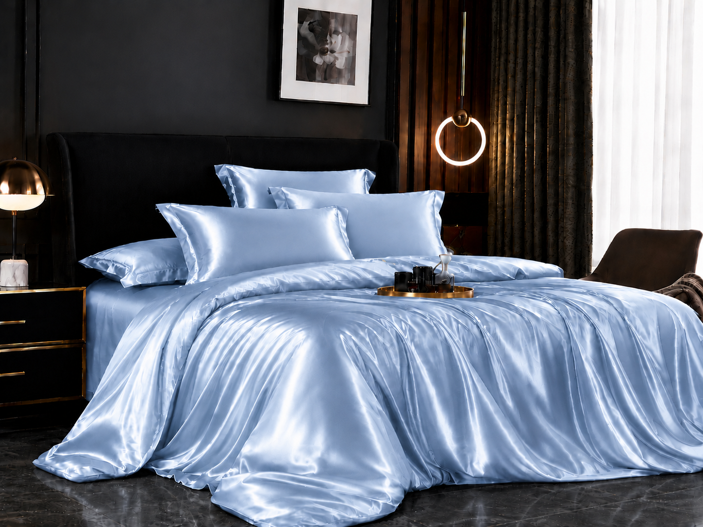 Solid Satin Bedding Set — Duvet Cover & Pillowcases