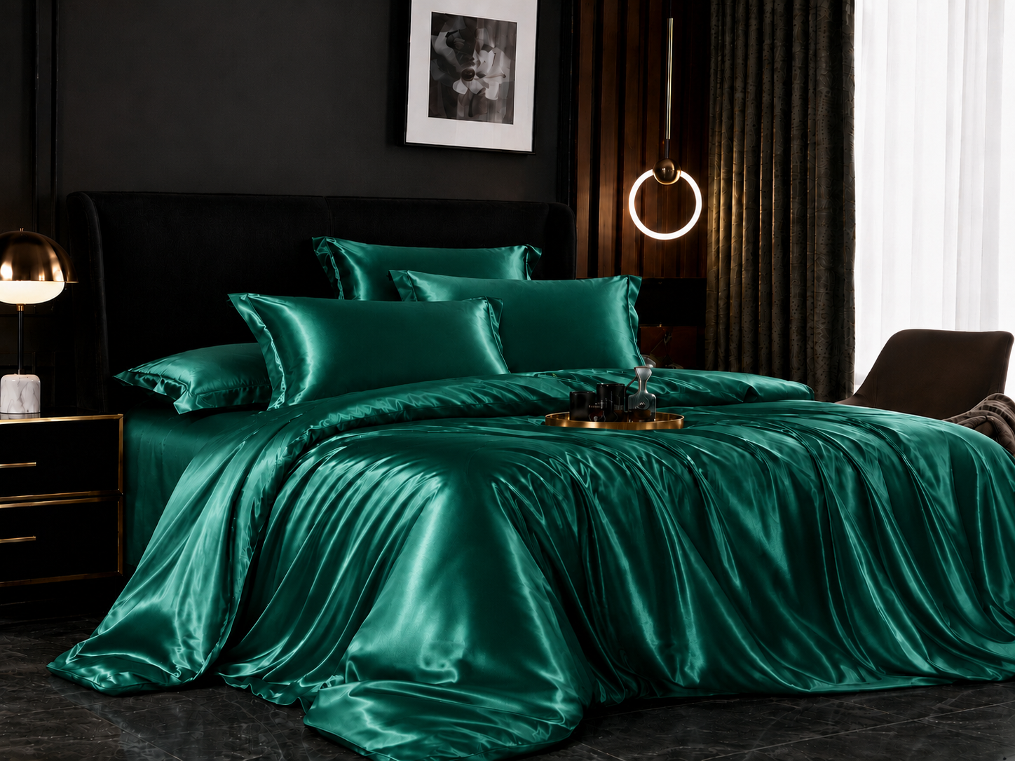 Solid Satin Bedding Set — Duvet Cover & Pillowcases