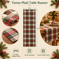 Tartan plaid table runner, 16 x 71 inches, with size and product details