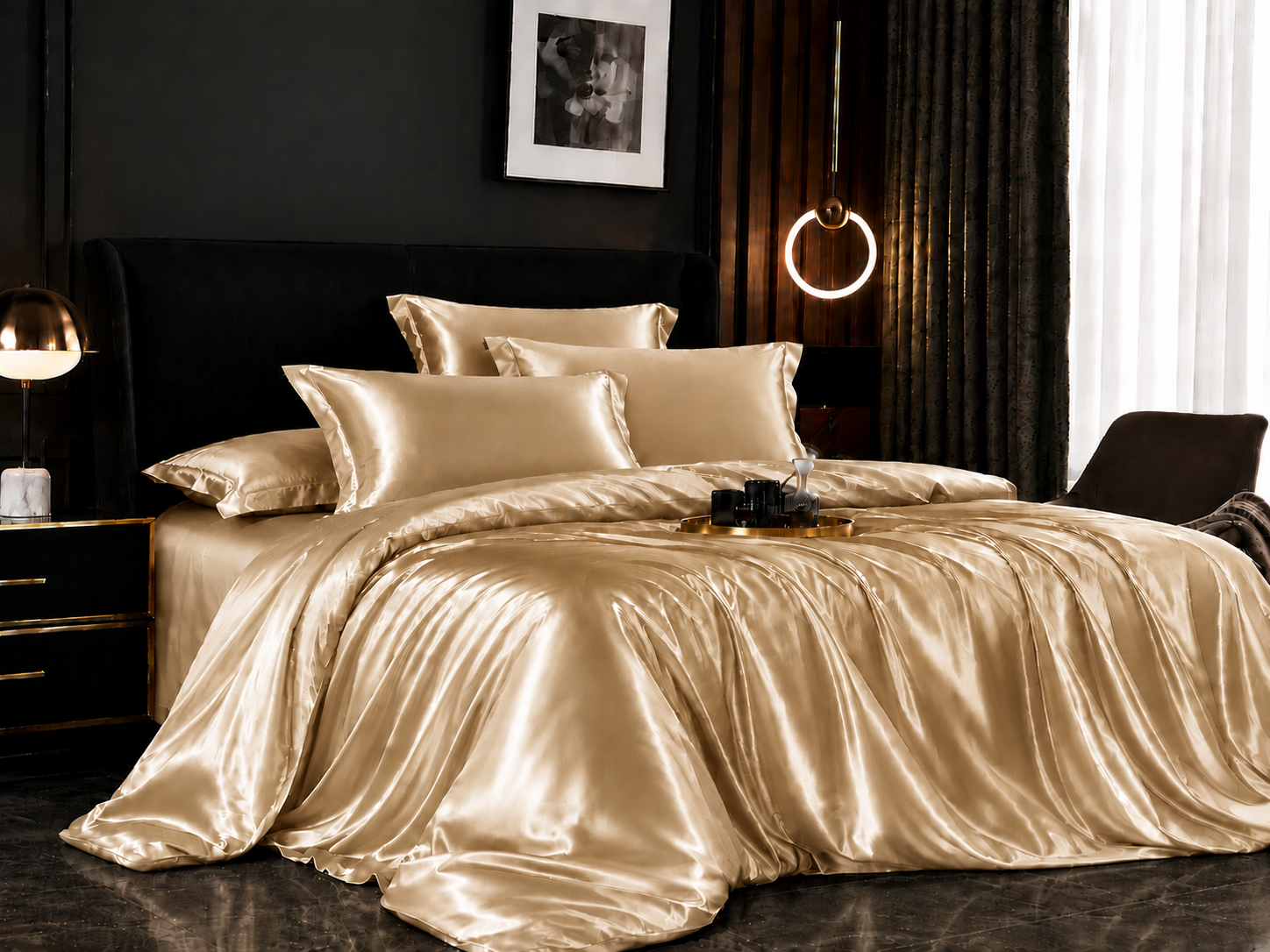 Solid Satin Bedding Set — Duvet Cover & Pillowcases