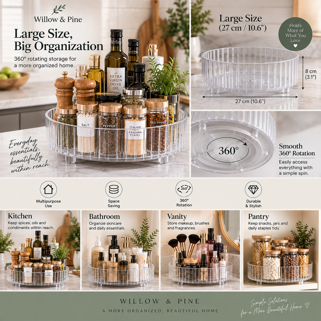 360° Rotating Countertop Organizer | Kitchen, Pantry & Vanity Storage