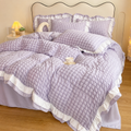 Solid Color Duvet Cover & Pillowcase Set — Violet, White & Yellow