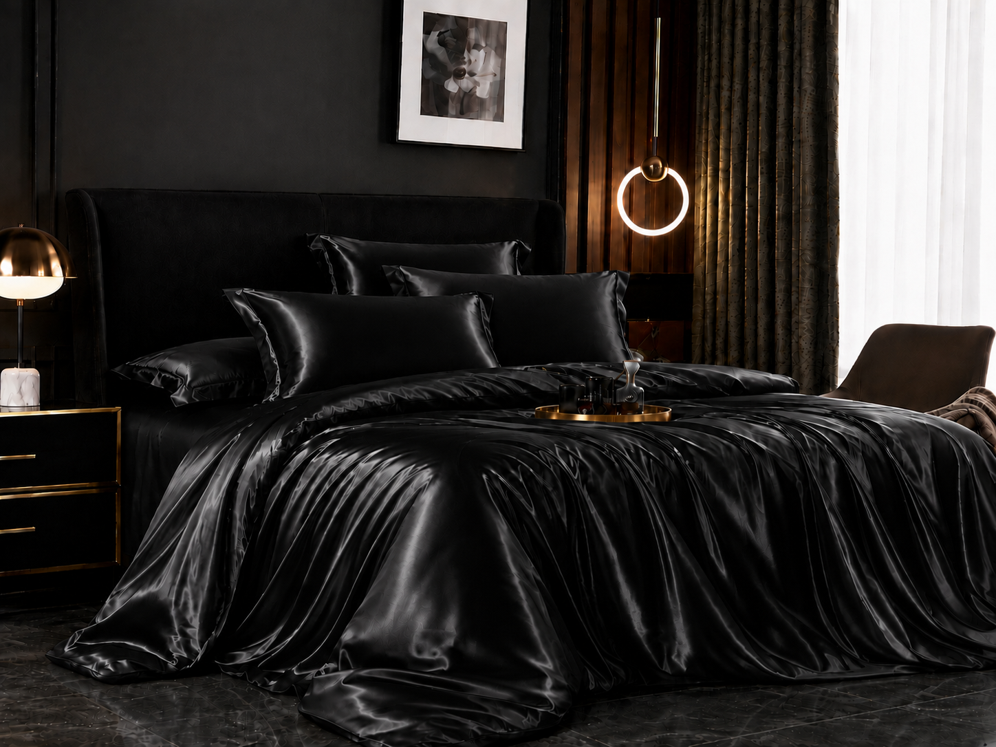 Solid Satin Bedding Set — Duvet Cover & Pillowcases