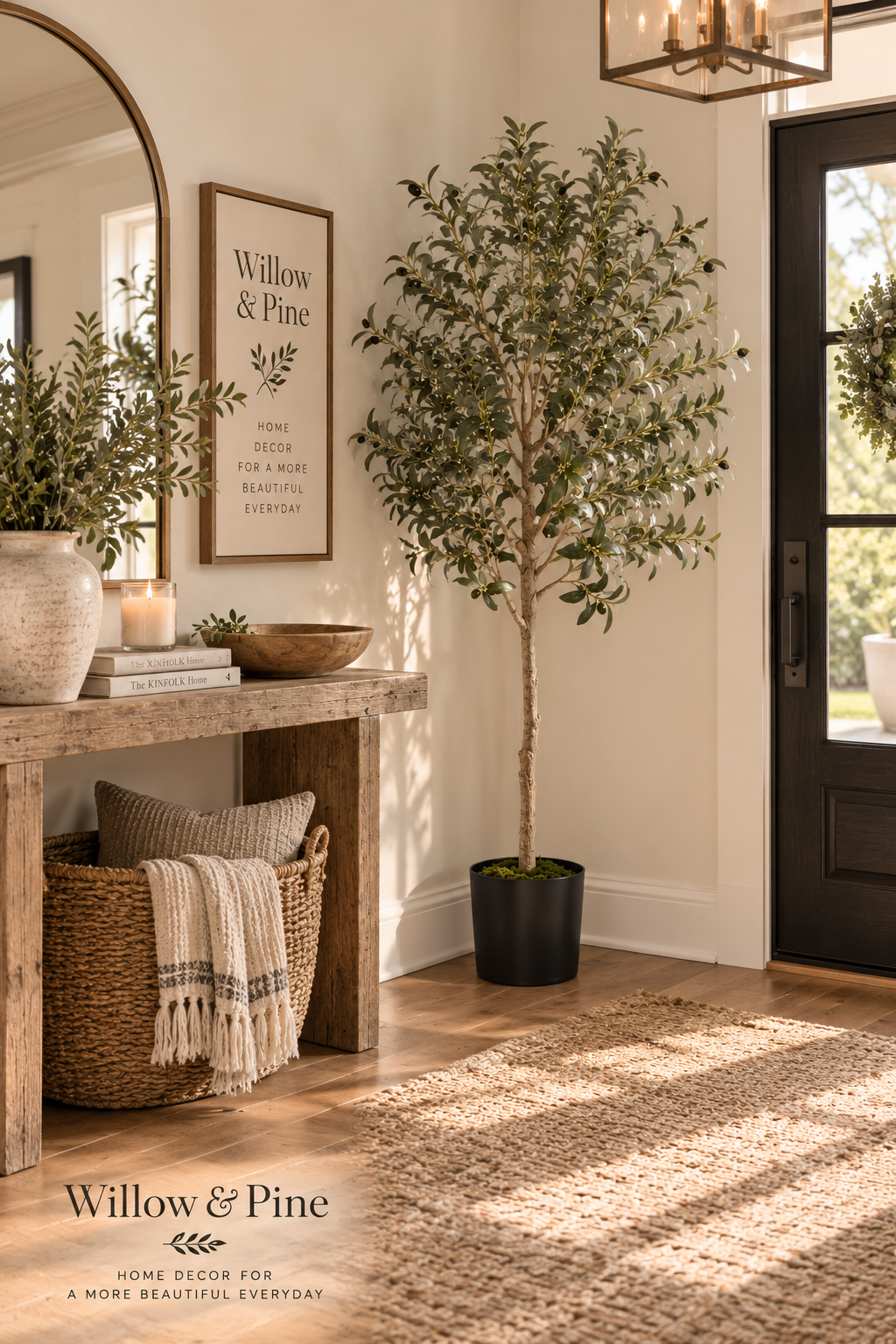 Artificial Olive Tree – 5FT & 6FT Faux Potted Tree for Living Room, Entryway & Home Decor