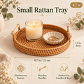 Small 8.7 inch rattan tray with size and product details