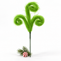 Single fuzzy lime green curly faux fur Christmas pick