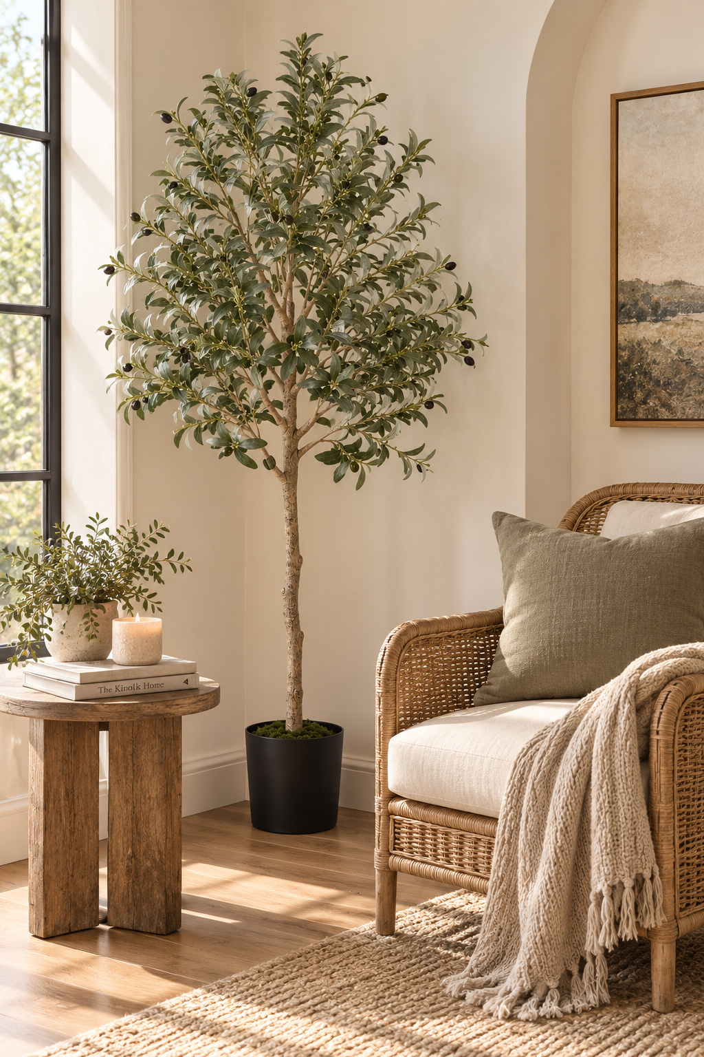 Artificial Olive Tree – 5FT & 6FT Faux Potted Tree for Living Room, Entryway & Home Decor