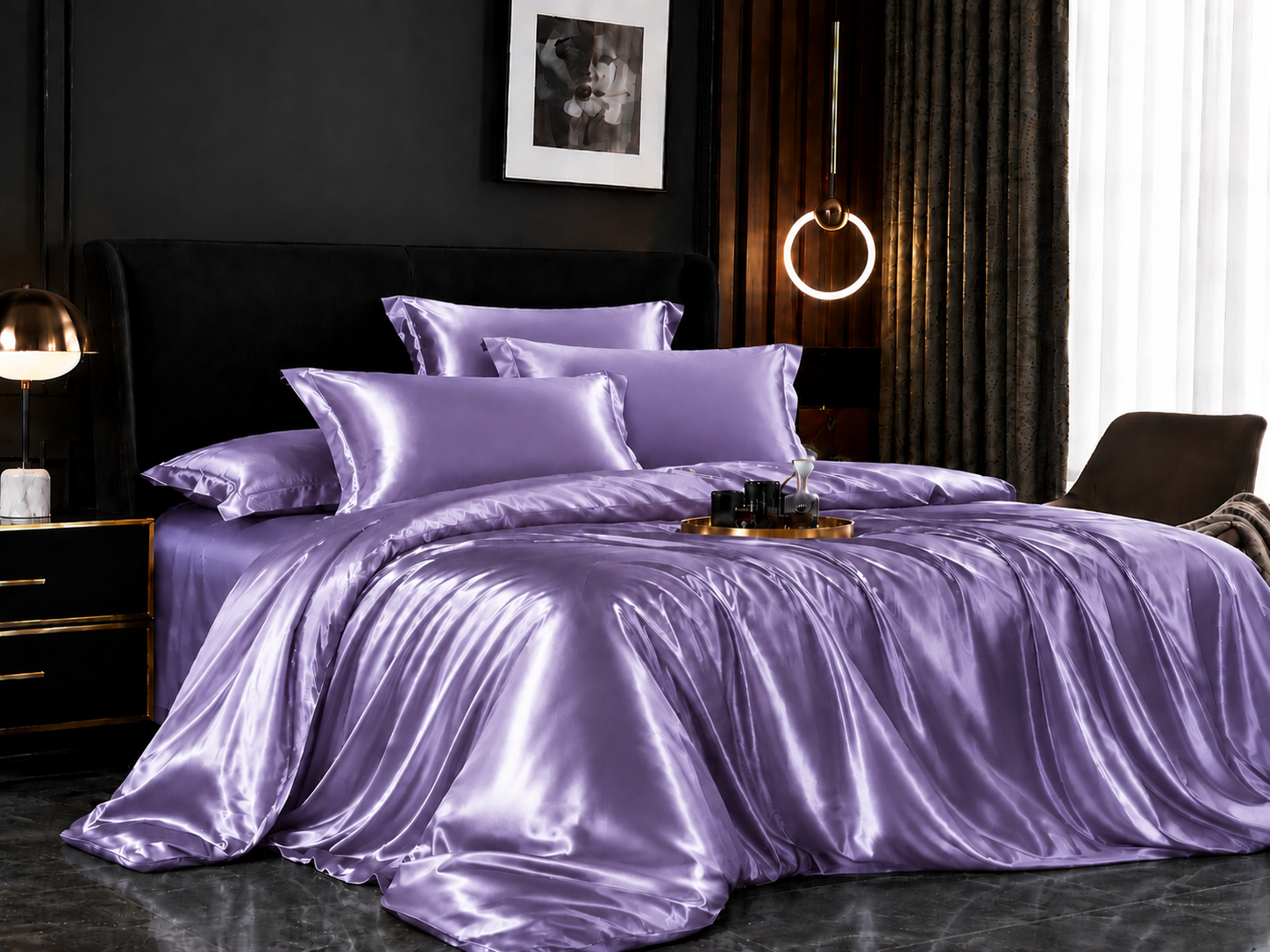 Solid Satin Bedding Set — Duvet Cover & Pillowcases