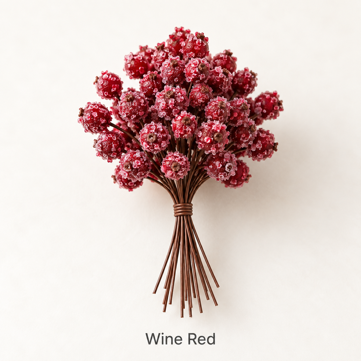 Wine red frosted Christmas berry picks bundle