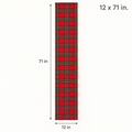 Red tartan Christmas table runner size guide, 12 x 71 inches