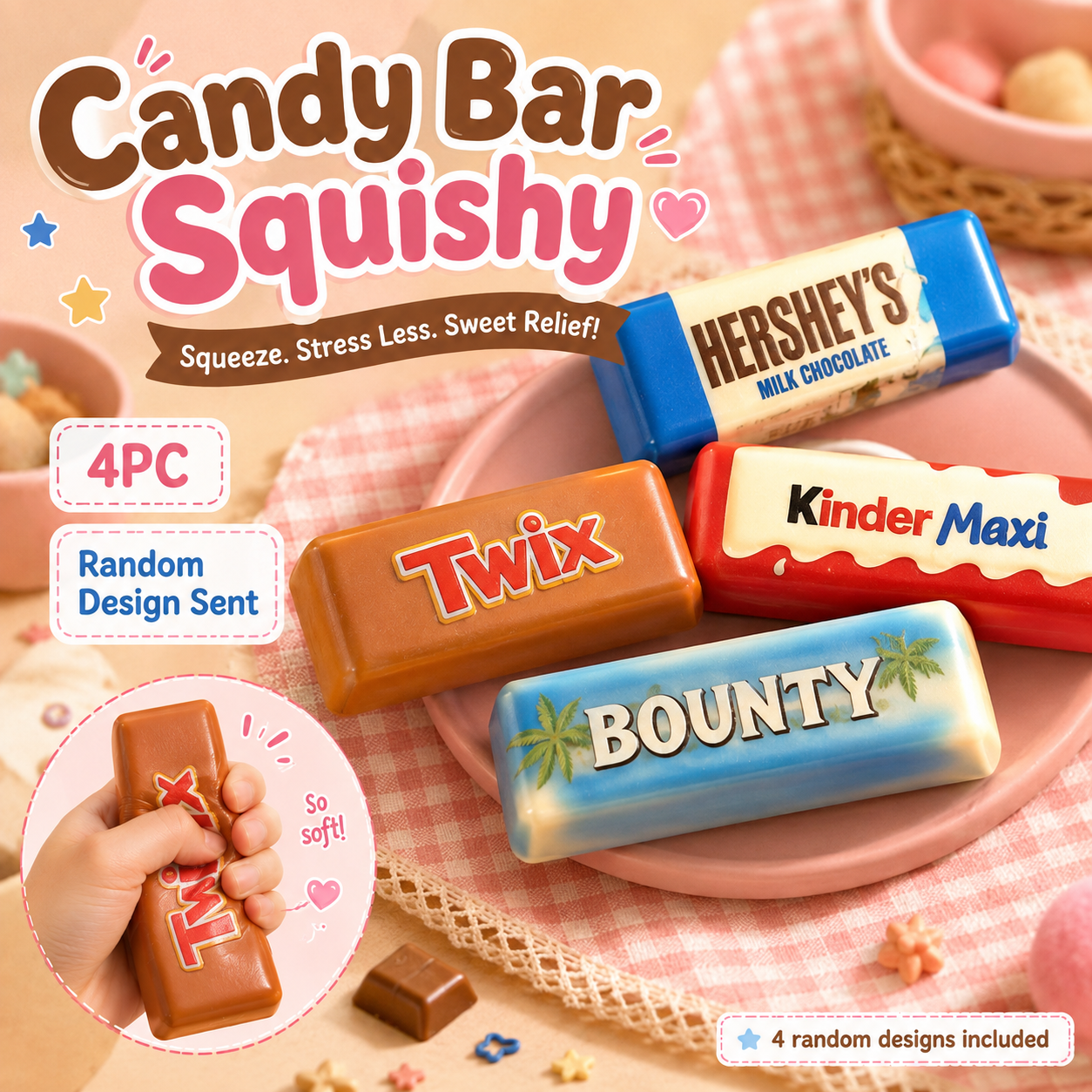 Realistic Candy Bar Squishies – Squeeze & Stress Relief Set