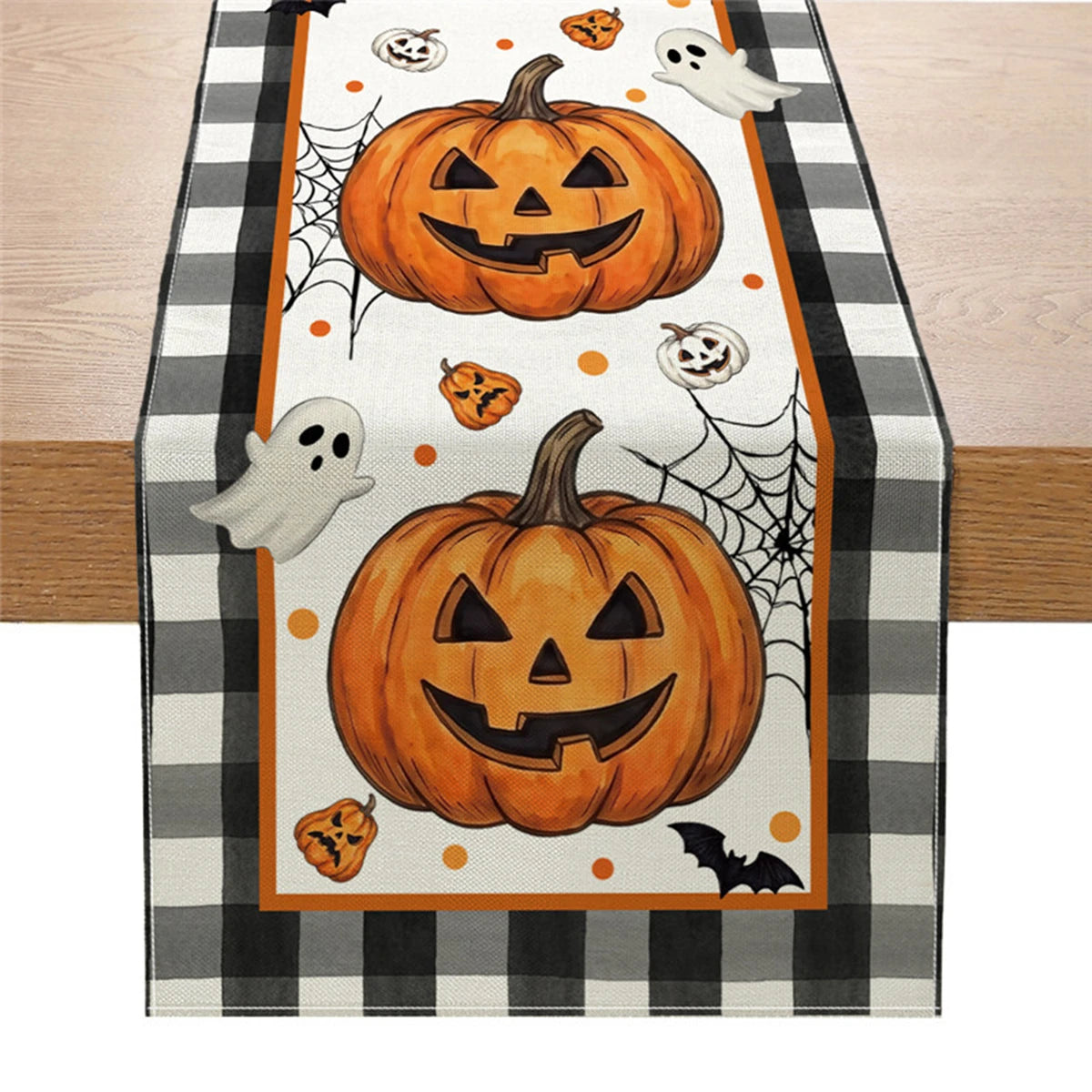 Spooky Ghost & Pumpkin Table Runner