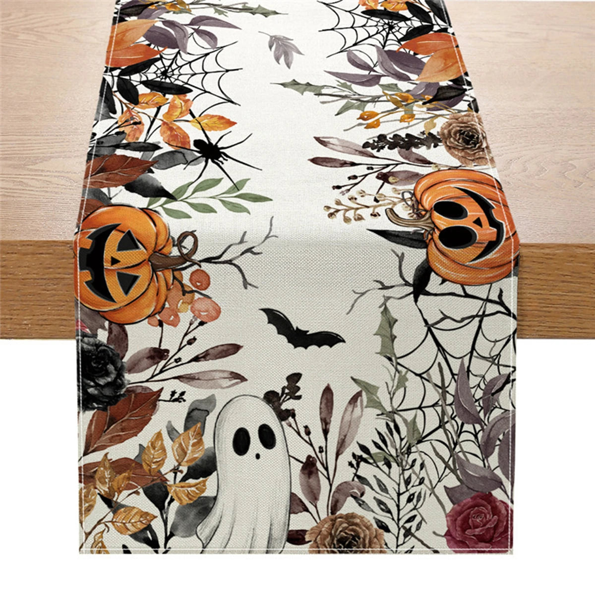 Spooky Ghost & Pumpkin Table Runner
