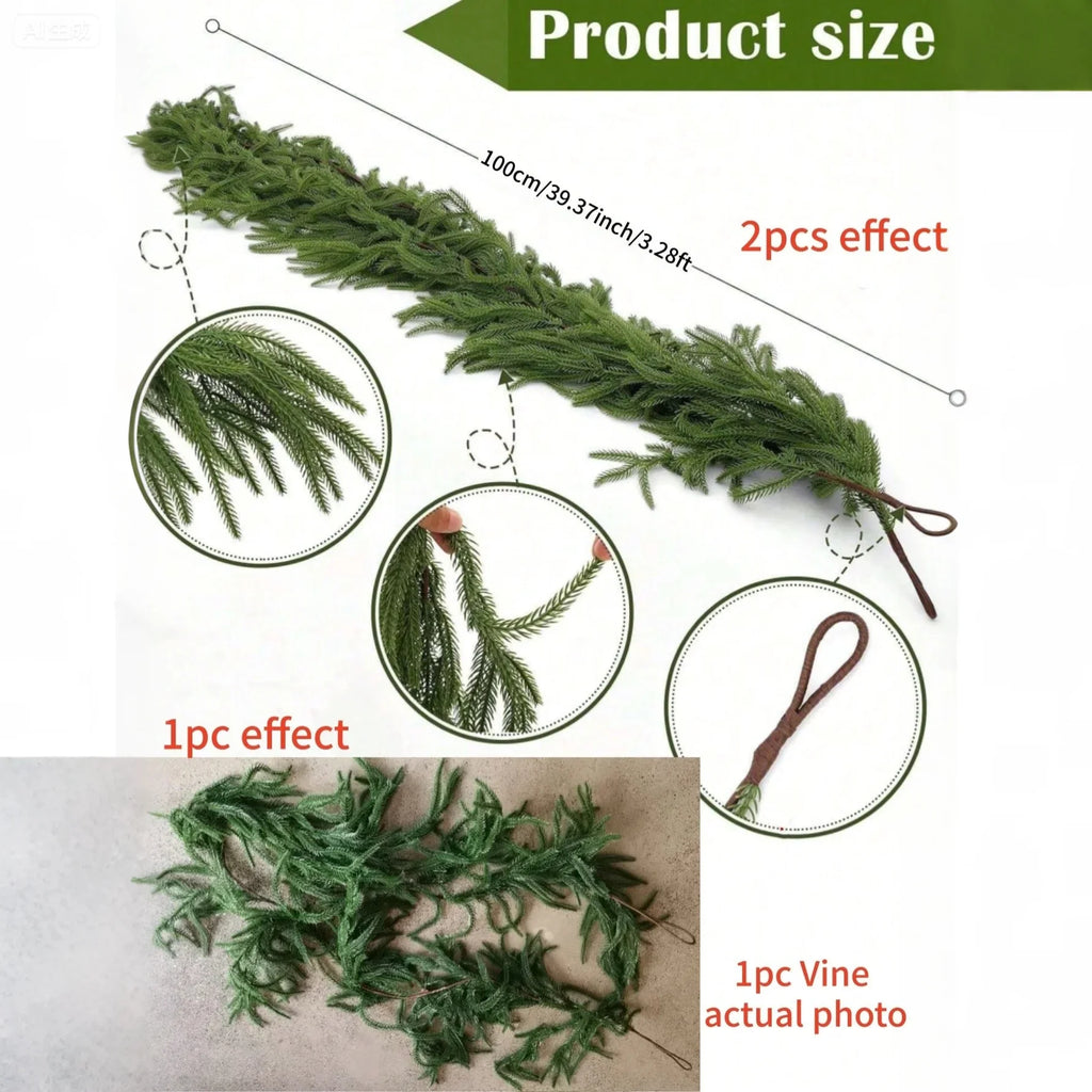 Artificial Norfolk Pine Garland – Faux Evergreen for Mantels, Tables & Staircases