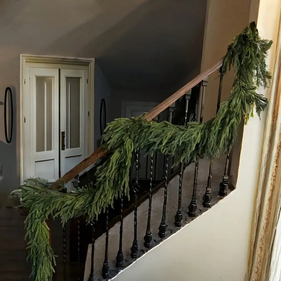 Artificial Norfolk Pine Garland – Faux Evergreen for Mantels, Tables & Staircases