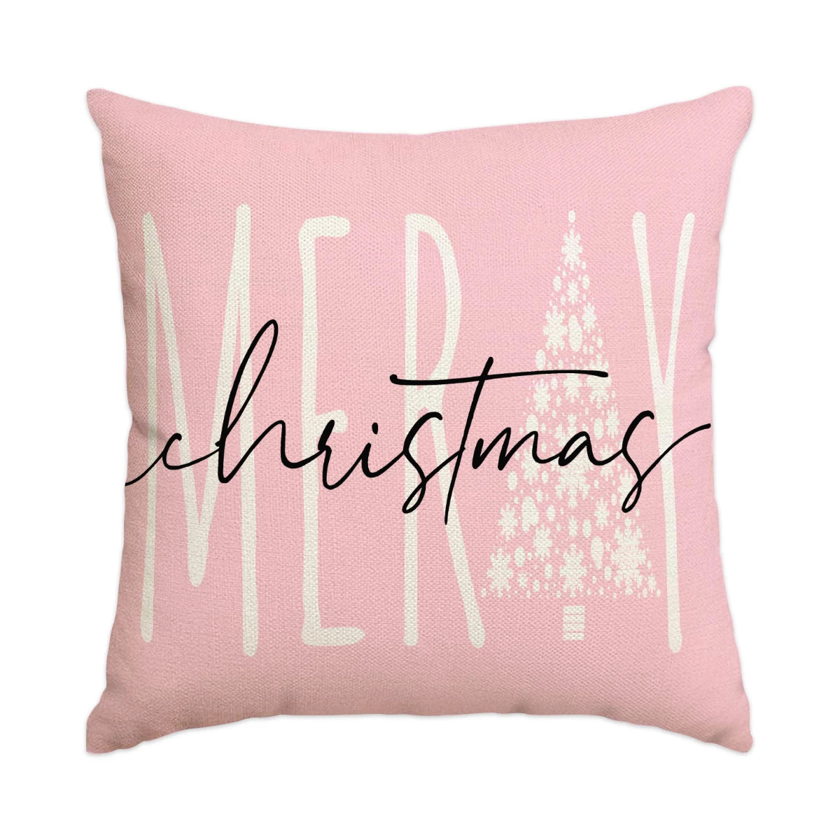 Christmas Script pink pillow cover, 18x18 in