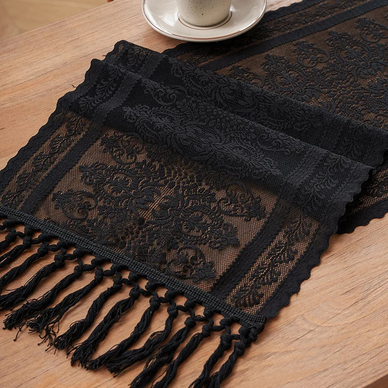 Vintage Lace Table Runner with Tassel