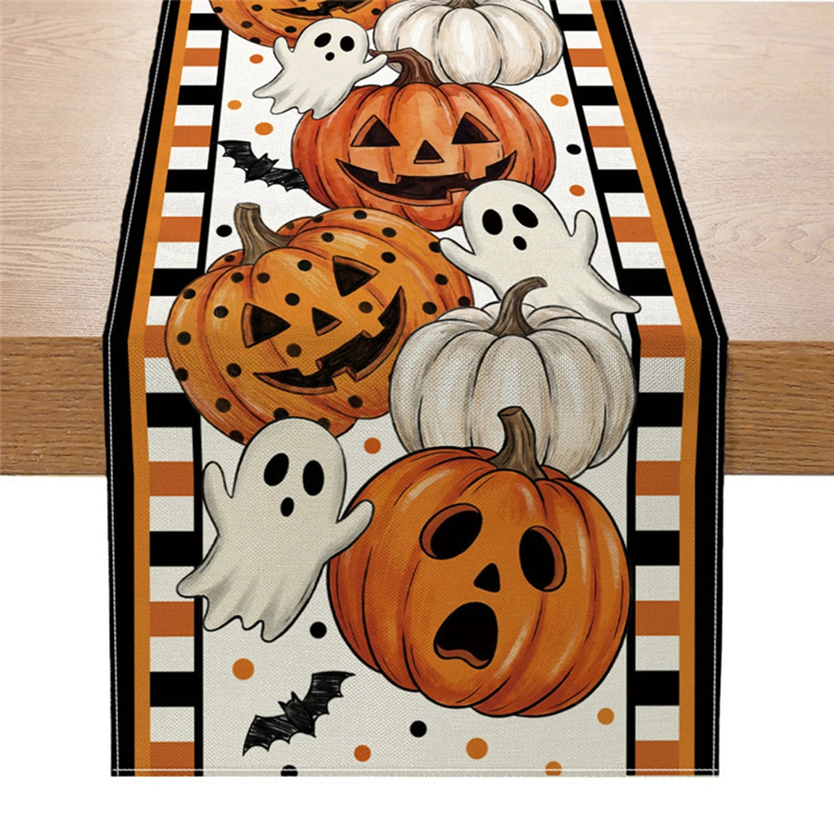 Spooky Ghost & Pumpkin Table Runner