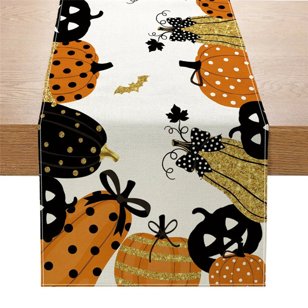 Spooky Ghost & Pumpkin Table Runner