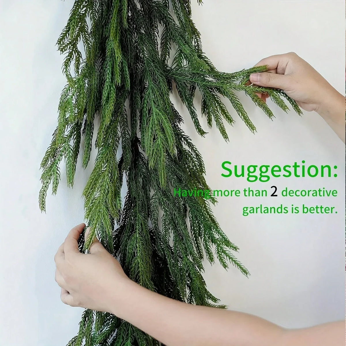 Artificial Norfolk Pine Garland – Faux Evergreen for Mantels, Tables & Staircases
